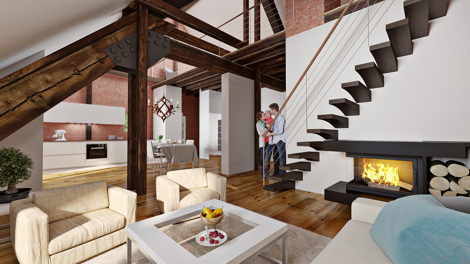Loft z cegłą